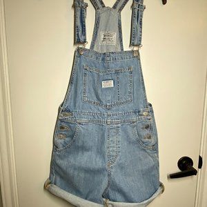 Like New Levi's® Rolled Hem Stretch Denim Shortall Overalls Size XS